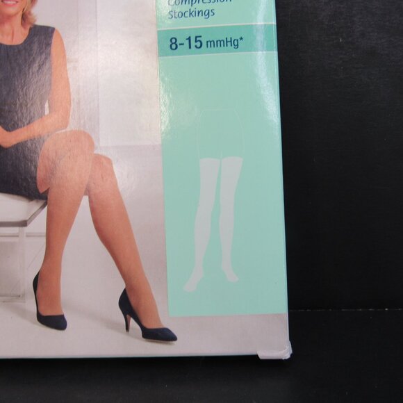 Jobst Ultra Sheer Classic Black Support Compression Stocking 8-15 mmHg Thigh CT - Picture 4 of 7